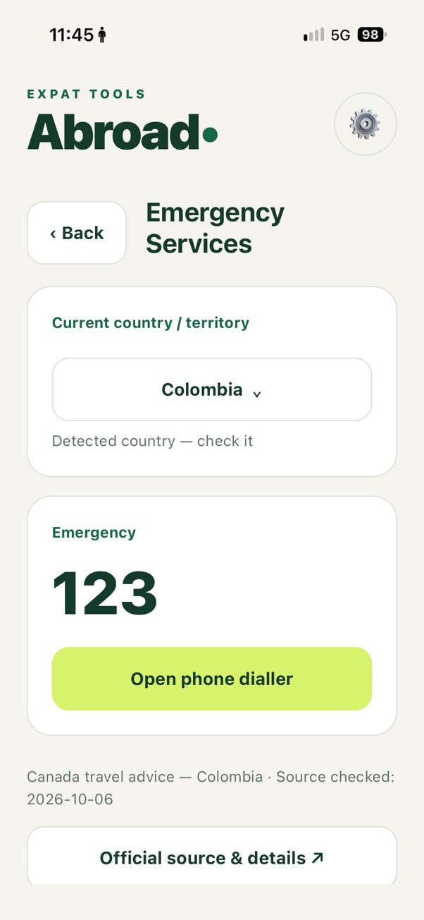 Información de emergencias