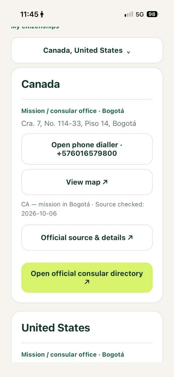Directorio de embajadas y consulados