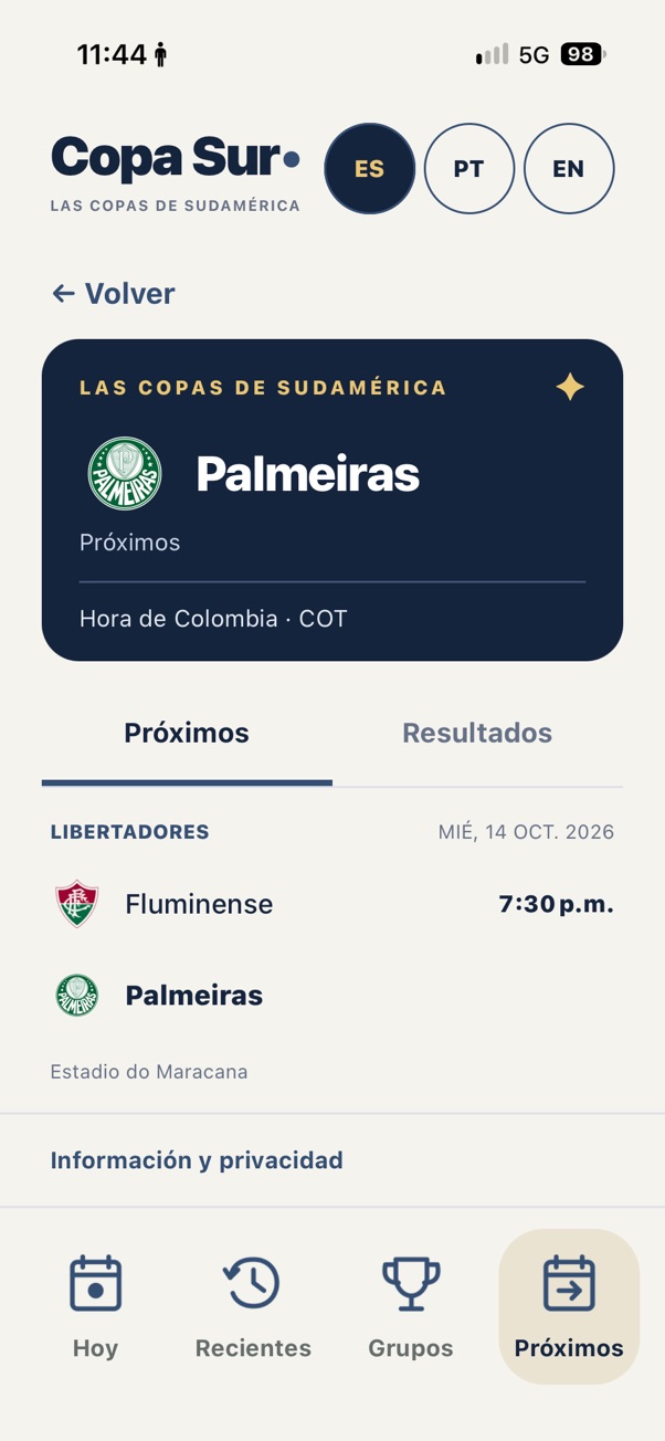 Partidos de un club en español
