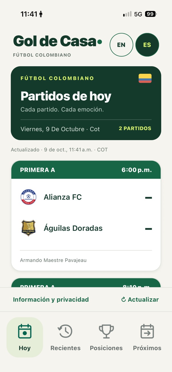 Matchs du jour en espagnol