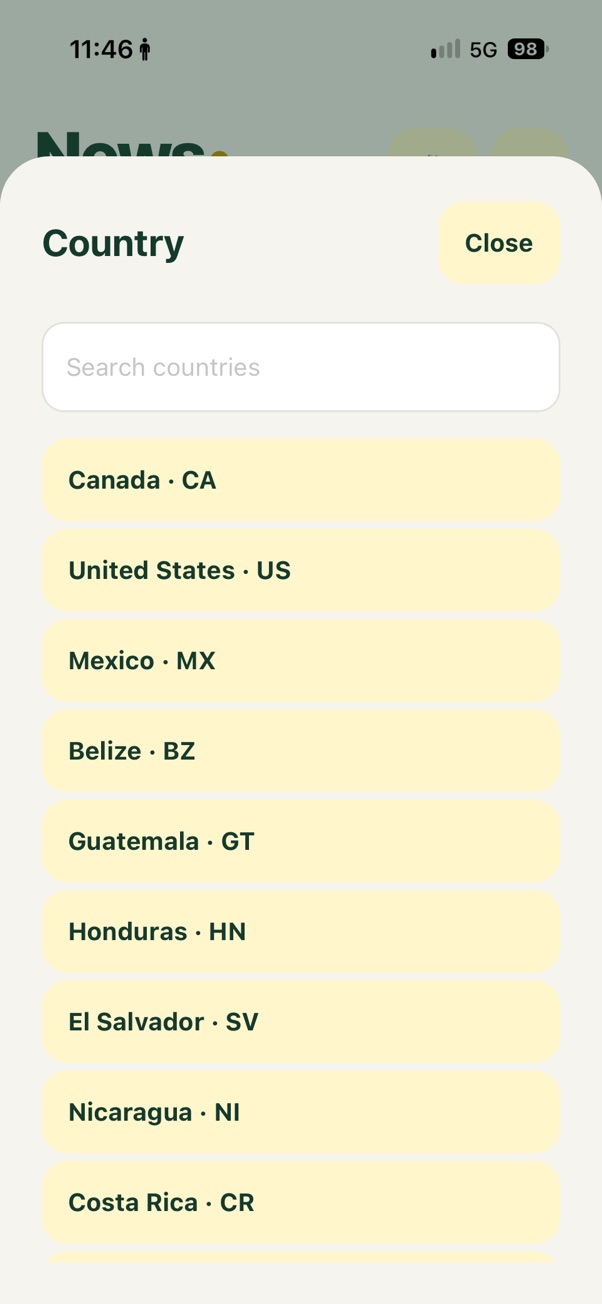 Selección de país